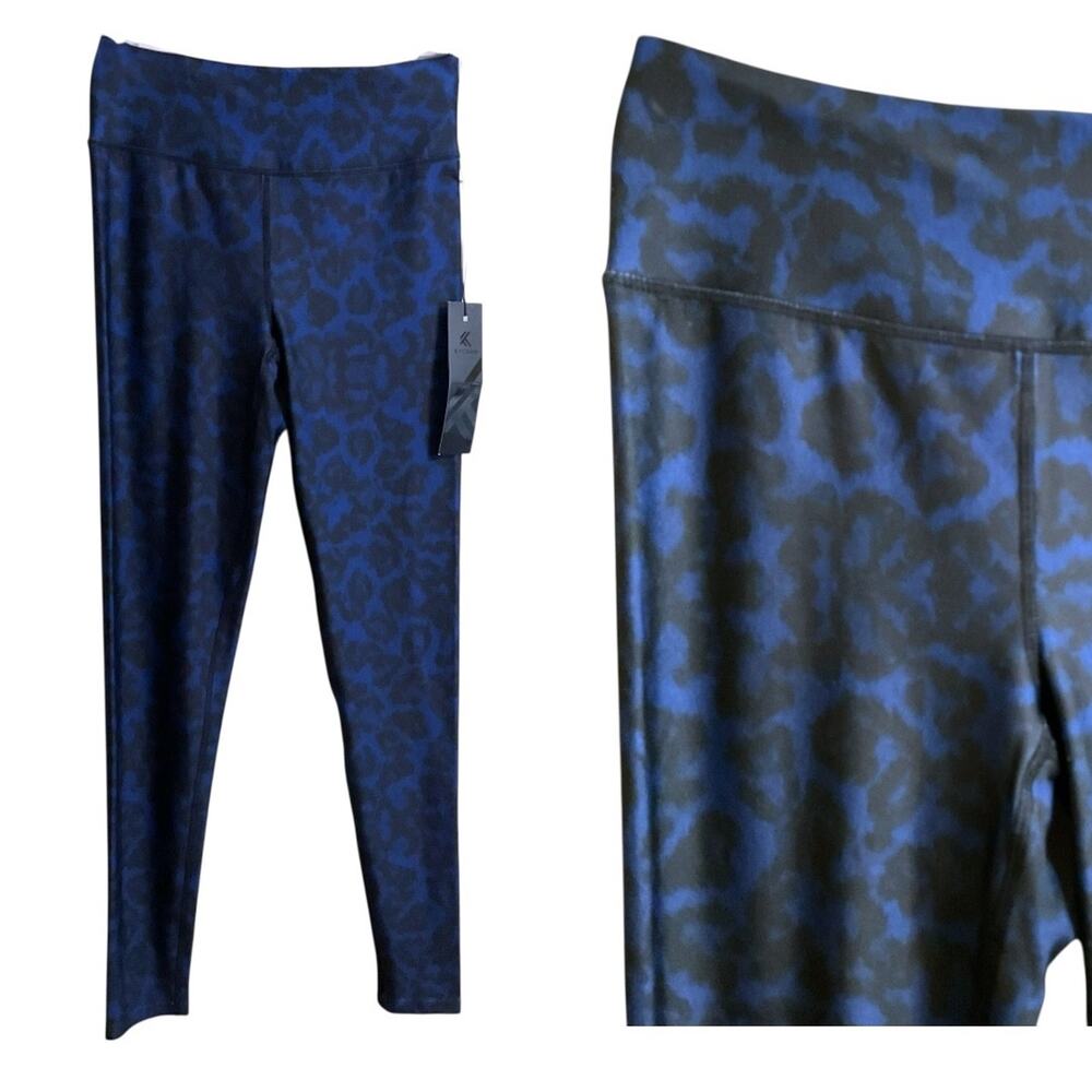 KYODAN Leggings Size XS Active Workout Black Blue‎ Animal Print NWT $68